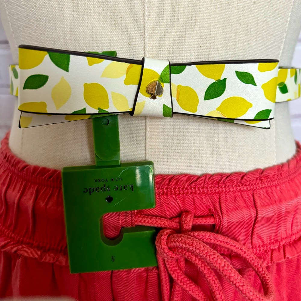 KATE SPADE NY Genuine Leather Lemon and Leaf Design Bow Belt--NWT--S - Picture 2 of 7